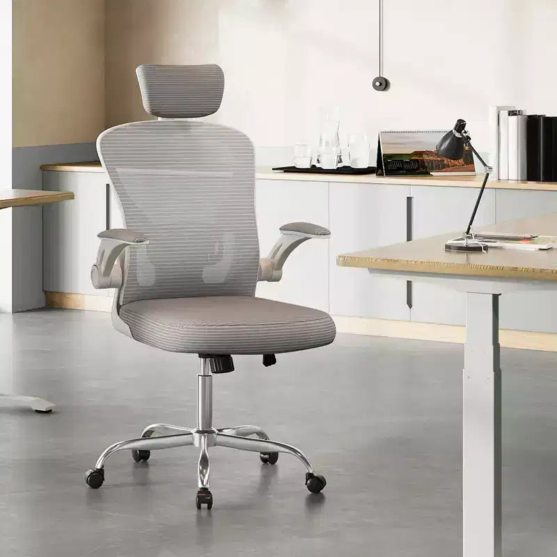 Chaise de bureau à dossier en maille, chaise de bureau ergonomique avec accoudoirs relevables
