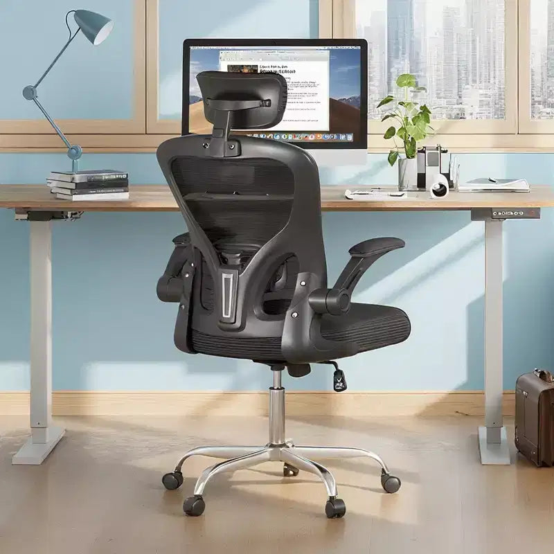 Chaise de bureau à dossier en maille, chaise de bureau ergonomique avec accoudoirs relevables