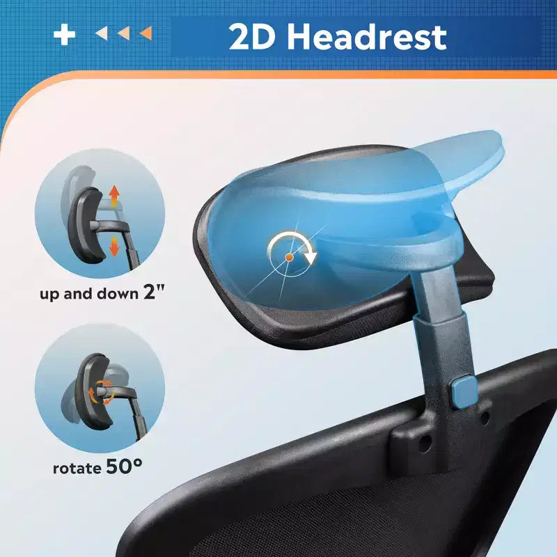 Chaise de bureau à dossier en maille, chaise de bureau ergonomique avec accoudoirs relevables