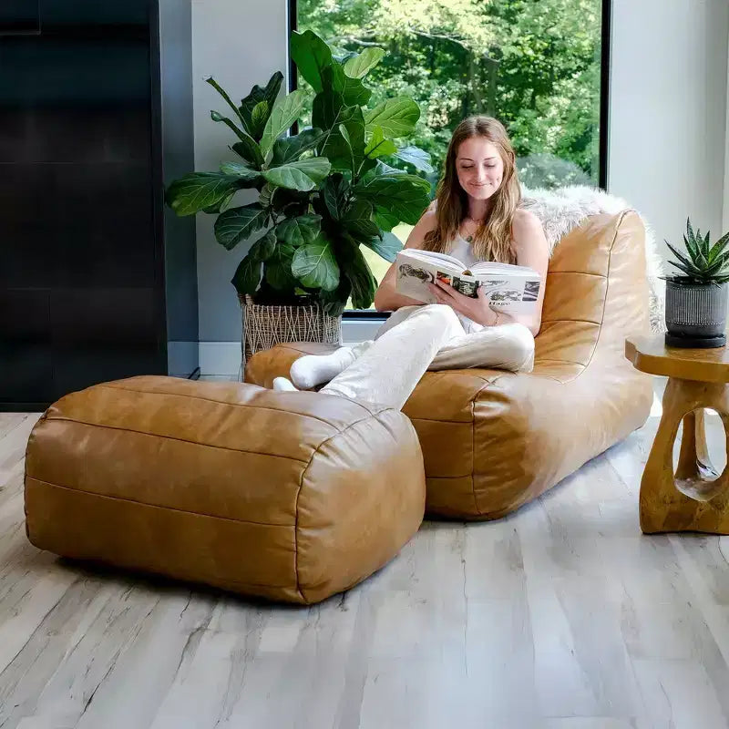 Chaise longue pouf structuré rempli de mousse, tous âges