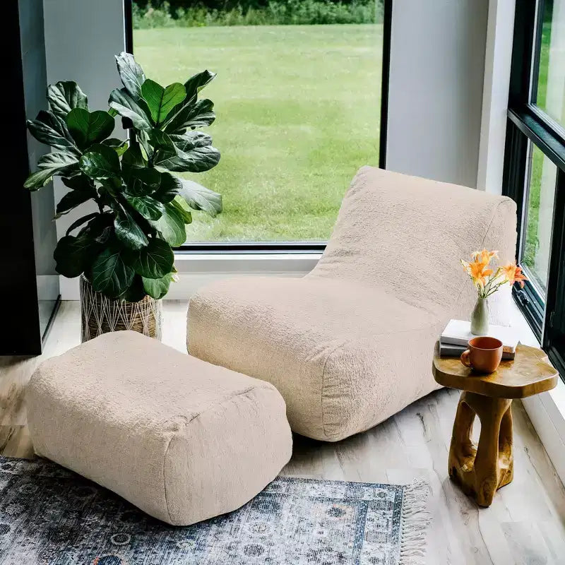 Chaise longue pouf structuré rempli de mousse, tous âges