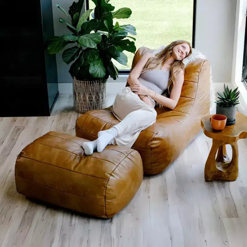 Chaise longue pouf structuré rempli de mousse, tous âges