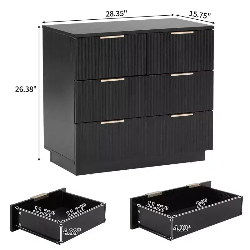 Tables de chevet 4 tiroirs en MDF noir de 72 cm de large