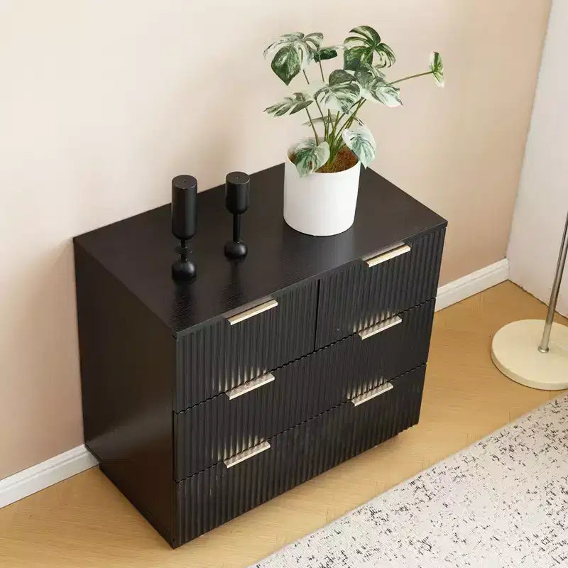 Tables de chevet 4 tiroirs en MDF noir de 72 cm de large