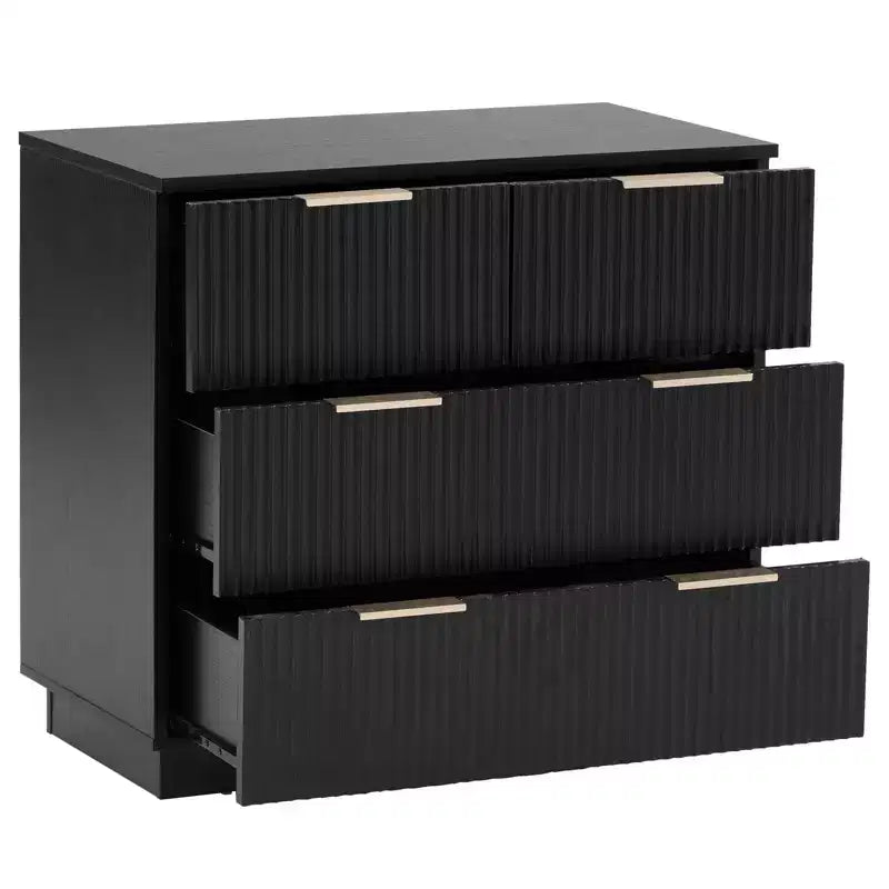 Tables de chevet 4 tiroirs en MDF noir de 72 cm de large