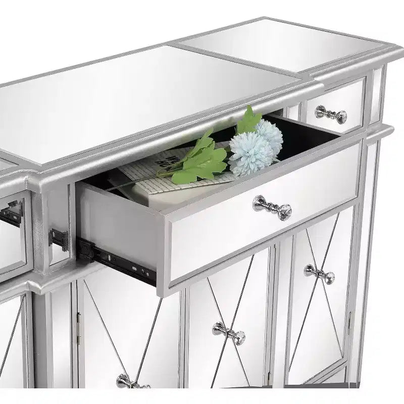 Commode à 3 tiroirs en MDF argenté de 122 cm de large