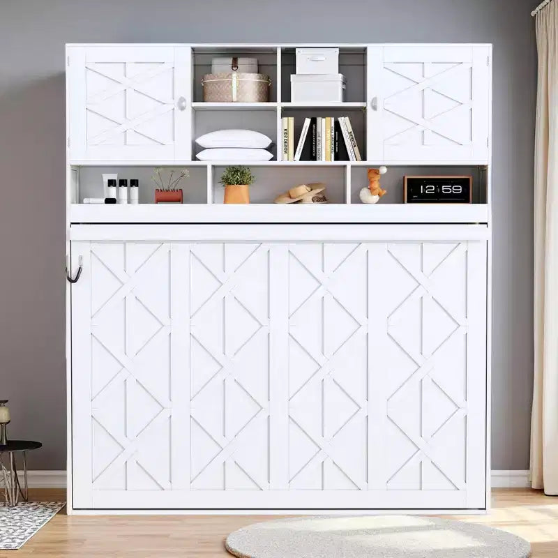 Lit escamotable mural Queen Size avec grand espace de rangement