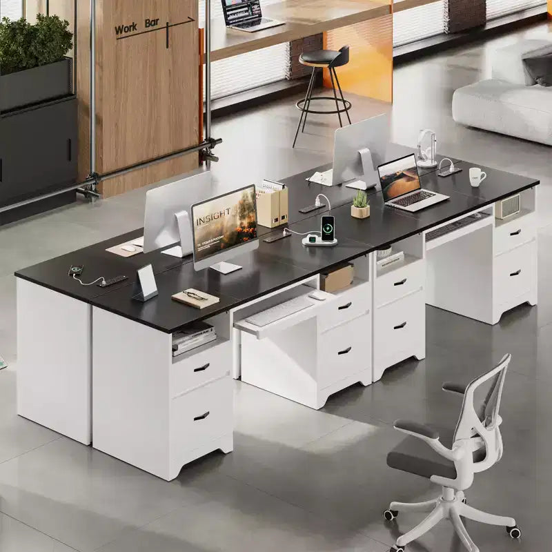 Bureau d'ordinateur avec station de recharge et tiroir pour clavier, bureau avec tiroirs